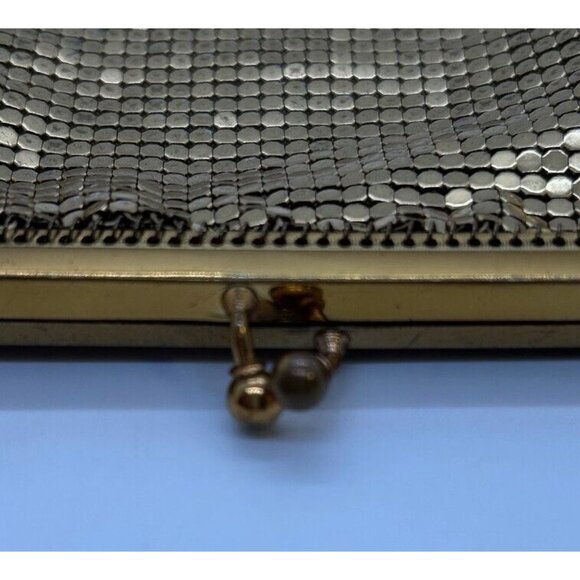 Whiting & Davis Purse Gold Mesh Evening Bag 3.5 in X 5.5 in Made in USA Vintage - Picture 5 of 16